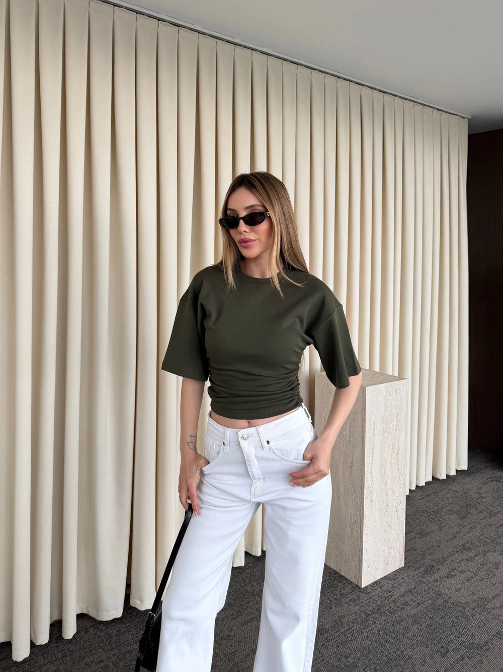 Haki Yanı Drapeli Body - 261003