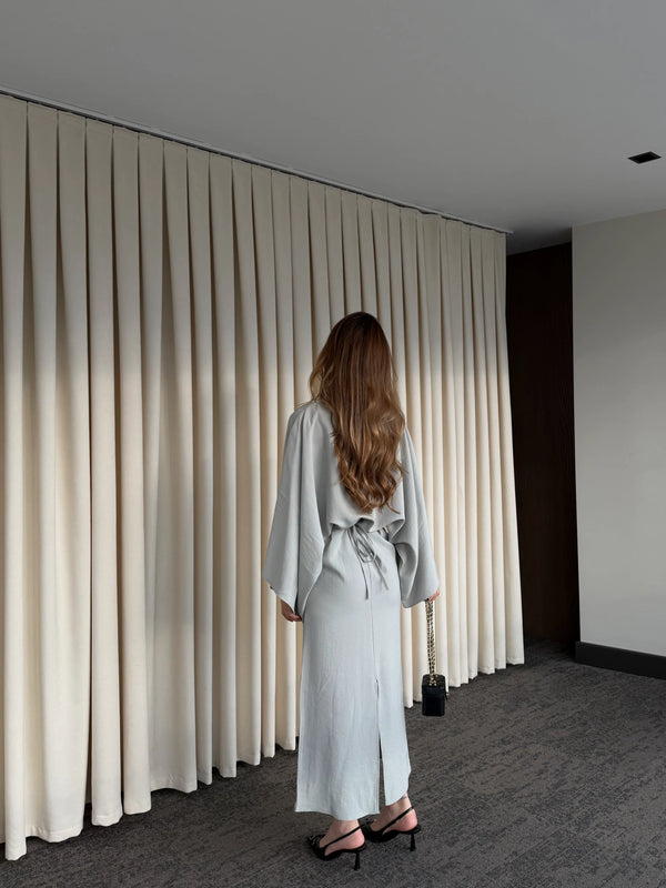 Gri Yarasa Kol Modal Elbise - 5000