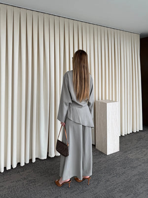 Haki Pantolon Ek Parça Detaylı Kimono Takım - 8009