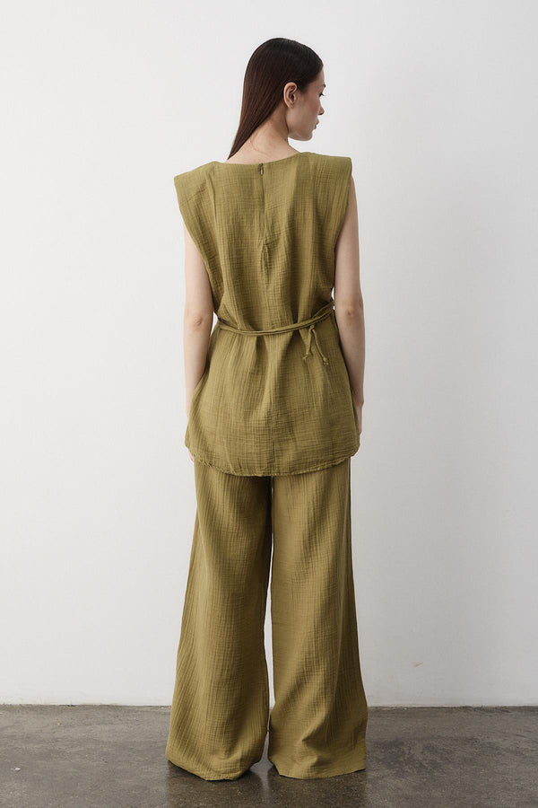 Haki Aksesuar Detaylı İkili Takım