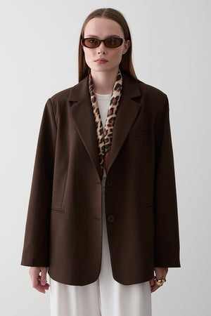 Kahverengi Blazer Ceket - 7619