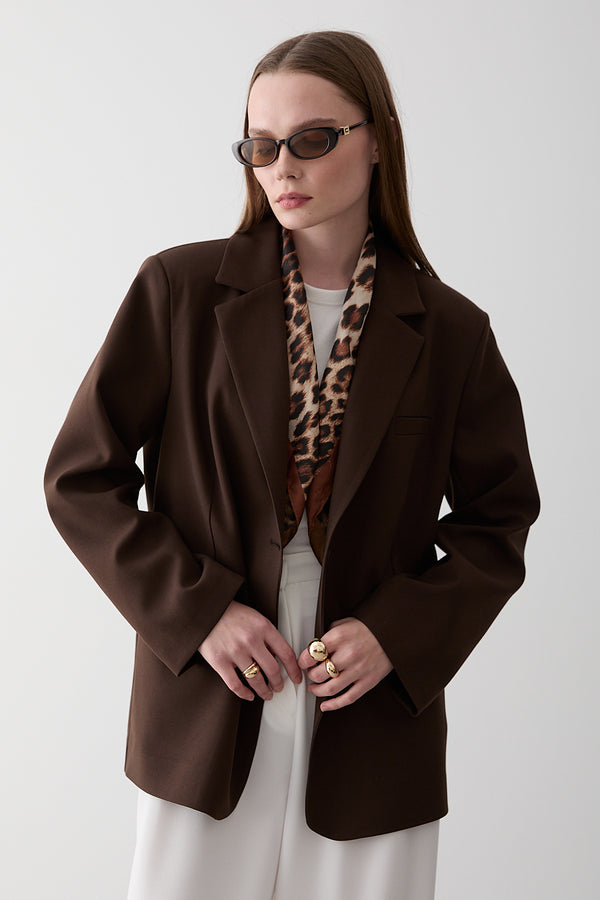 Kahverengi Blazer Ceket - 7619
