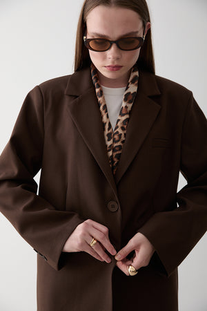 Kahverengi Blazer Ceket - 7619
