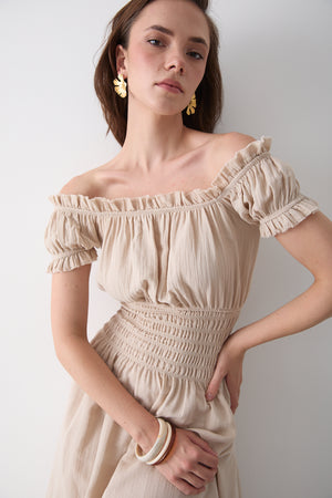 Natural Büzgülü Elbise - 2002