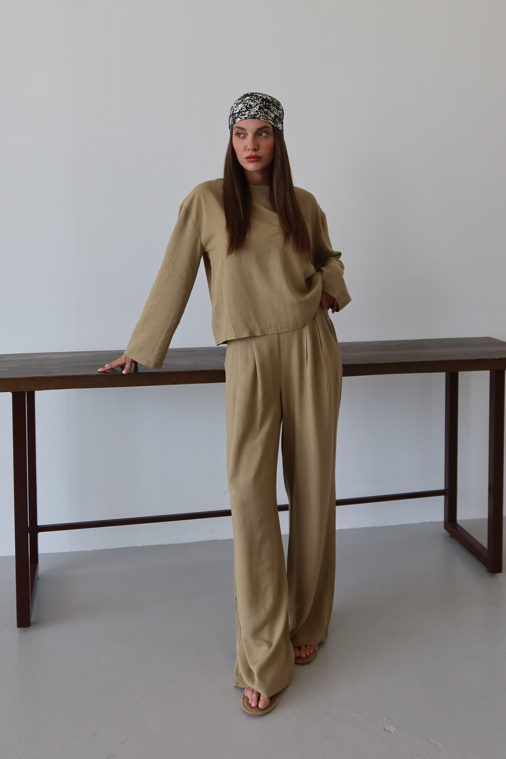 Haki Marisol Bluz Pantolon Takım