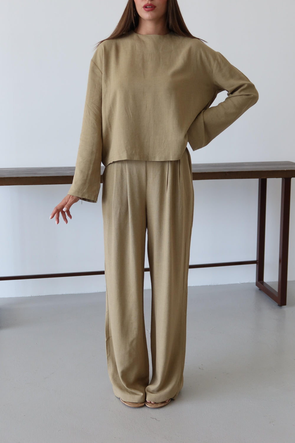 Haki Marisol Bluz Pantolon Takım