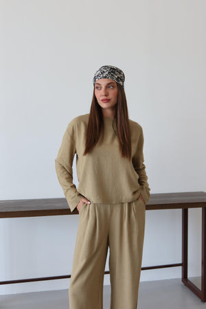 Haki Marisol Bluz Pantolon Takım