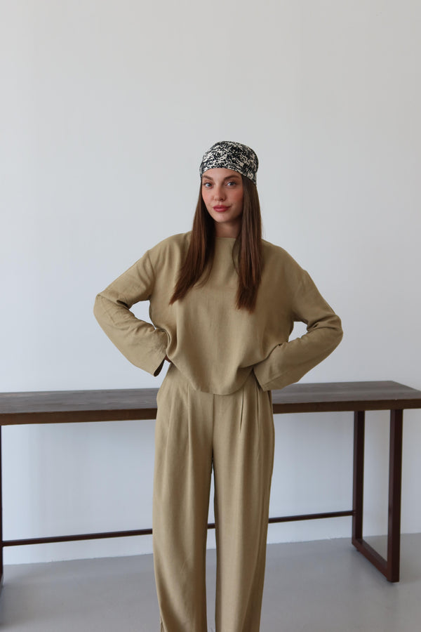 Haki Marisol Bluz Pantolon Takım