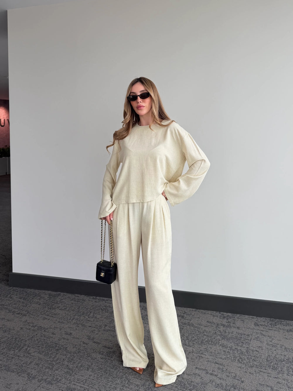 Sarı Mermaid Bluz Pantolon Takım - 8760