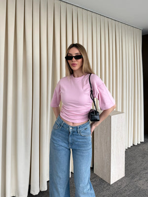 Pembe Yanı Drapeli Body - 261003