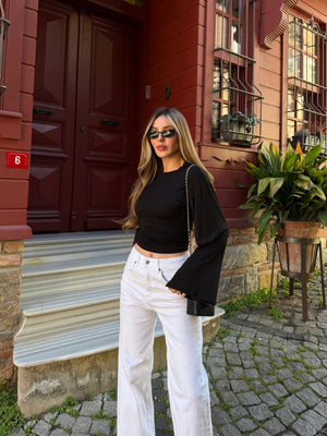 Siyah İspanyol Kol Bluz - 261021