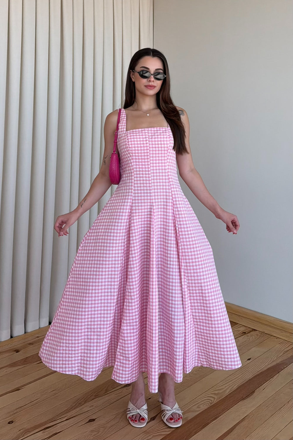 Pembe Pötikare Uzun Elbise - 261093