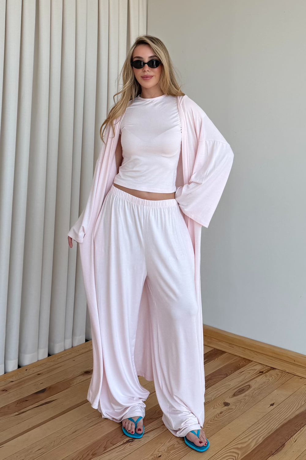 Pembe Viskon Üçlü Takım - 4137