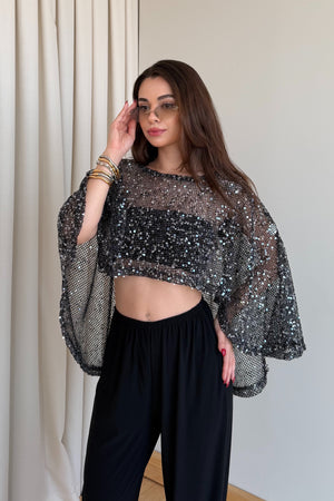 Siyah Pullu Bluz - 1119