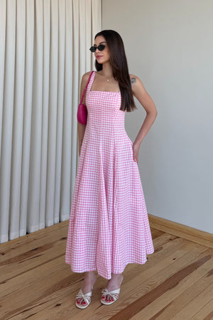 Pembe Pötikare Uzun Elbise - 261093