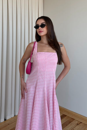 Pembe Pötikare Uzun Elbise - 261093