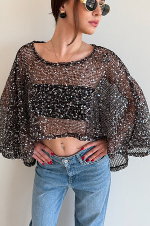 Kahverengi Pullu Bluz - 1119