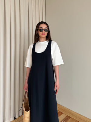Lacivert Ekru Tshirt Elbise Takım - 4131