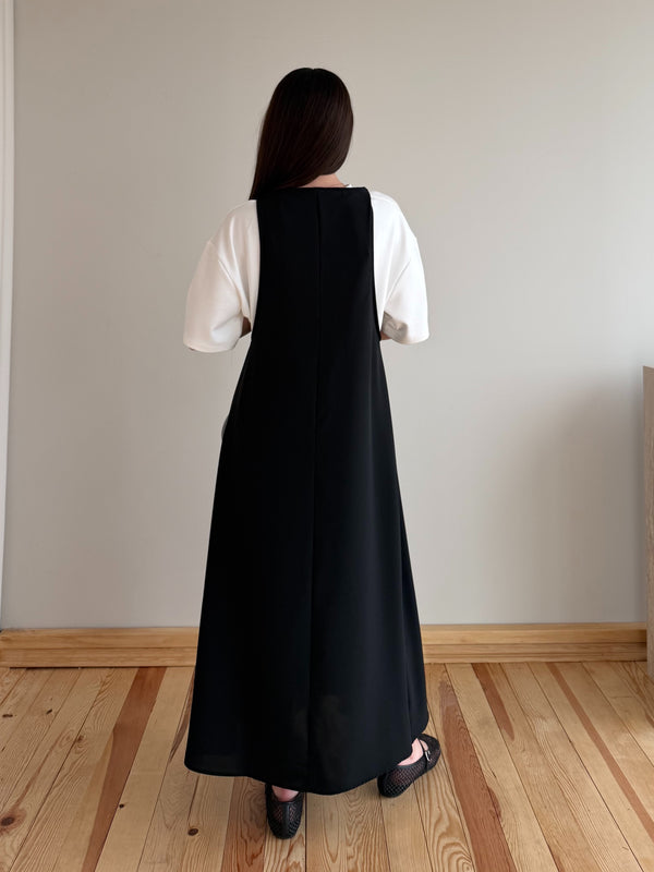 Siyah Ekru Tshirt Elbise Takım - 4131