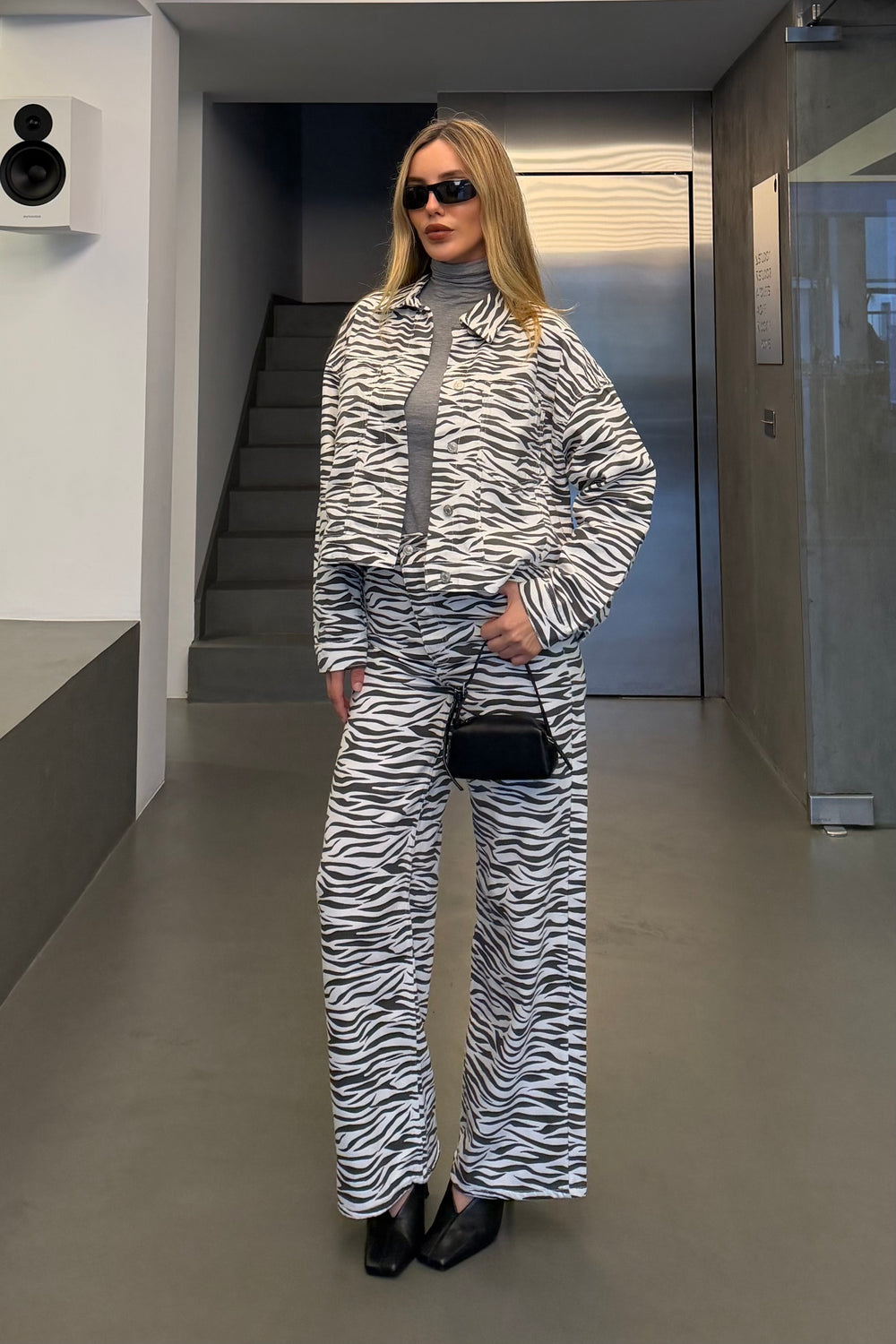 Ekru Zebra Gabardin Pantolon | LALUVIA
