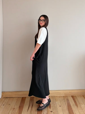 Siyah Ekru Tshirt Elbise Takım - 4131