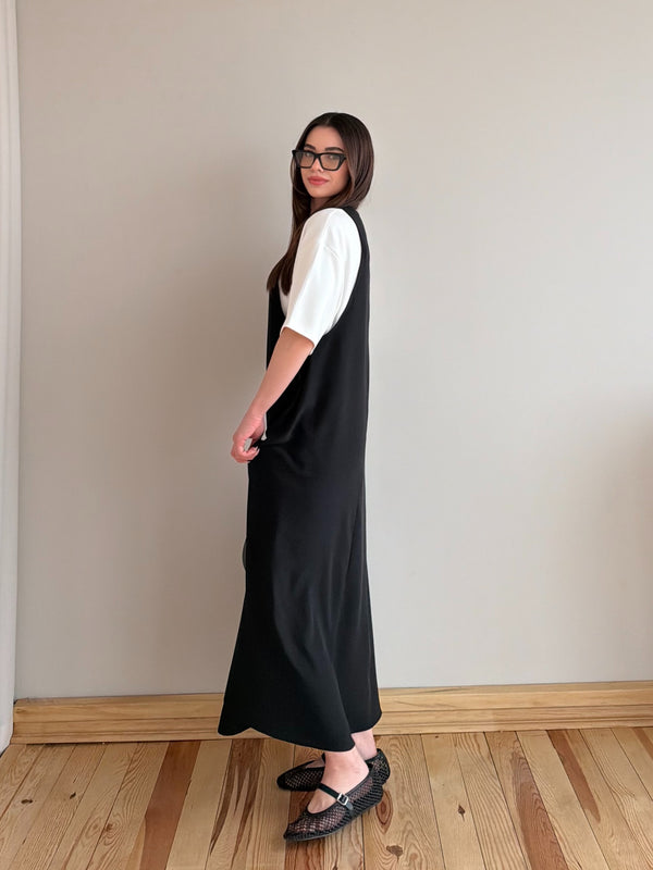 Siyah Ekru Tshirt Elbise Takım - 4131