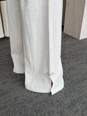 Natural Nakış Düğmeli Kimono Takım - 60624