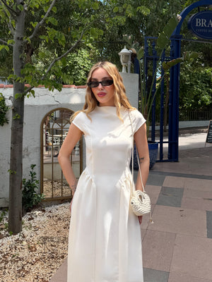 Krem Pretty Uzun Elbise - 5092