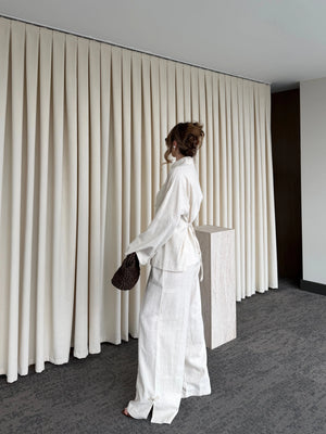 Natural Nakış Düğmeli Kimono Takım - 60624