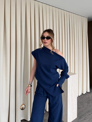 Lavicert Tek Omuz Bluz Pantolon Takım - 7009
