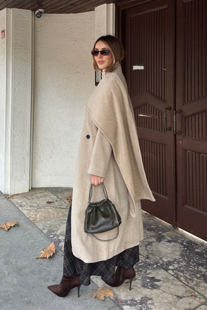 Bej Atkı Detaylı Uzun Kaban - 85163