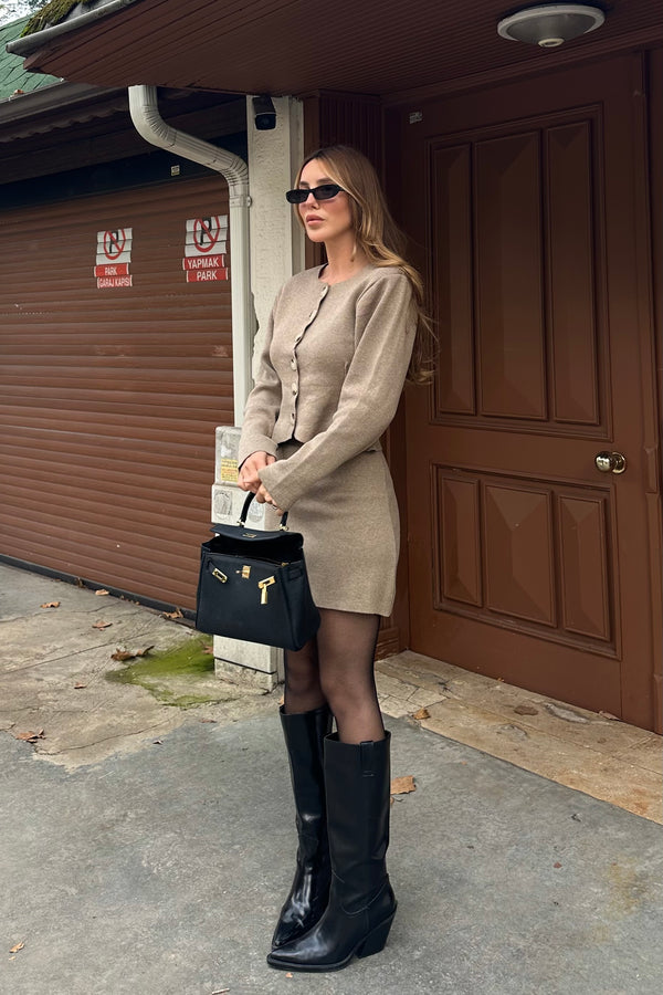 Vizon Belden Oturtma Hırkalı Etekli Takım -0611