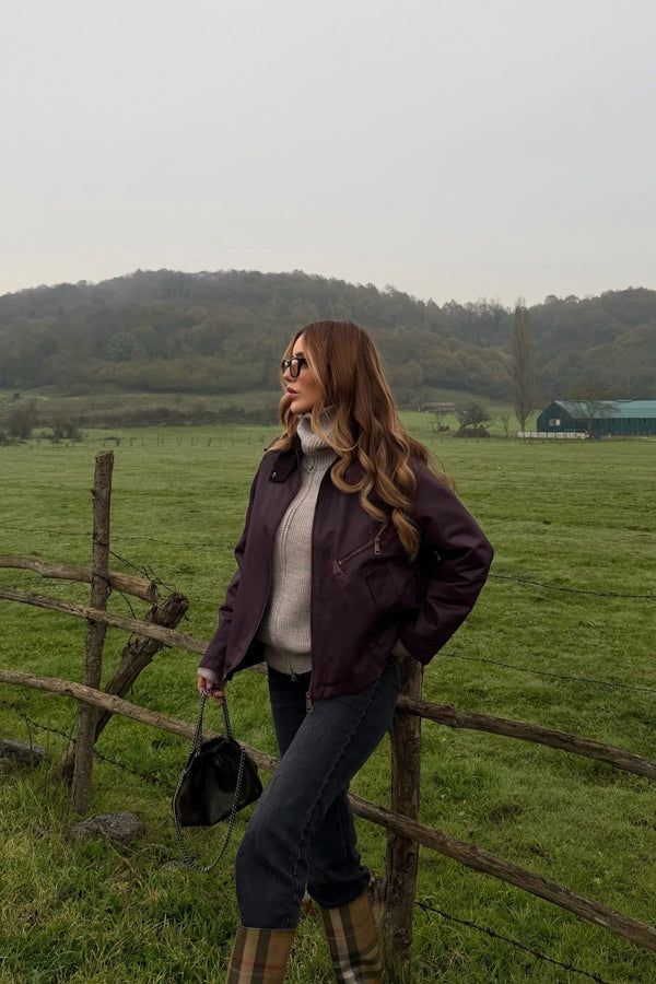 Bordo Cepli Kadife Yaka Ceket - 5124