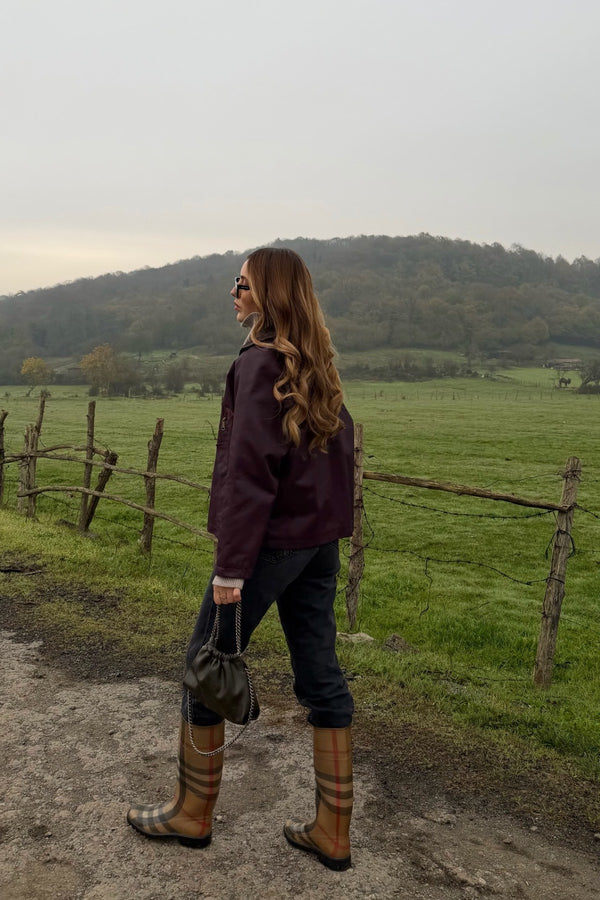 Bordo Cepli Kadife Yaka Ceket - 5124