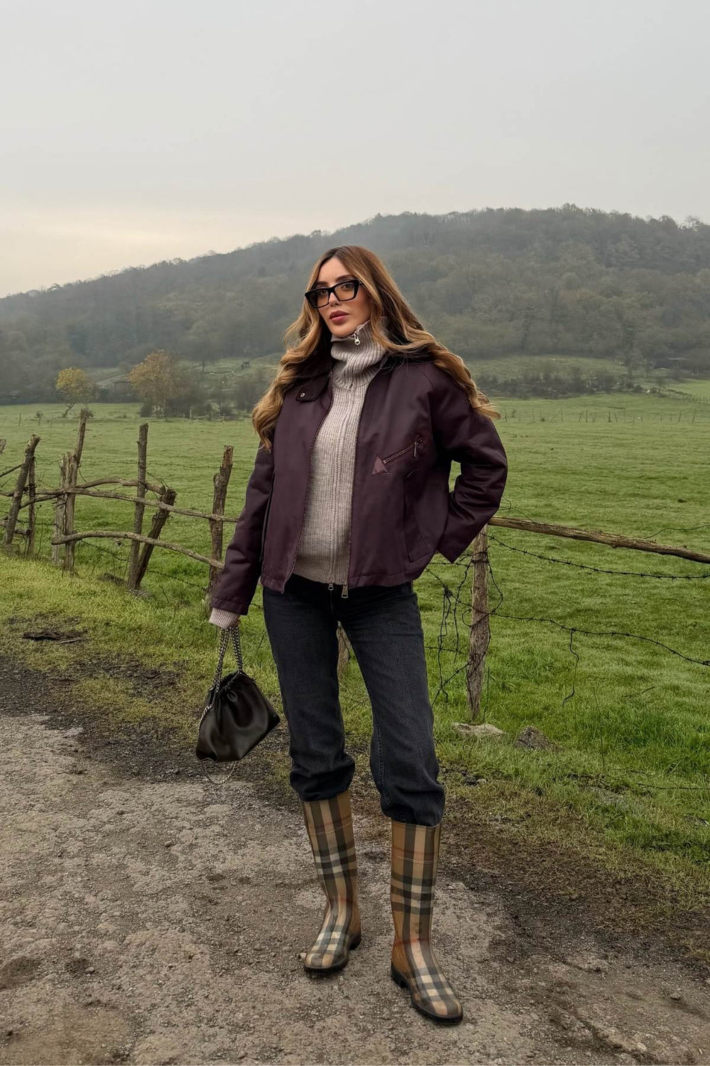 Bordo Cepli Kadife Yaka Ceket - 5124