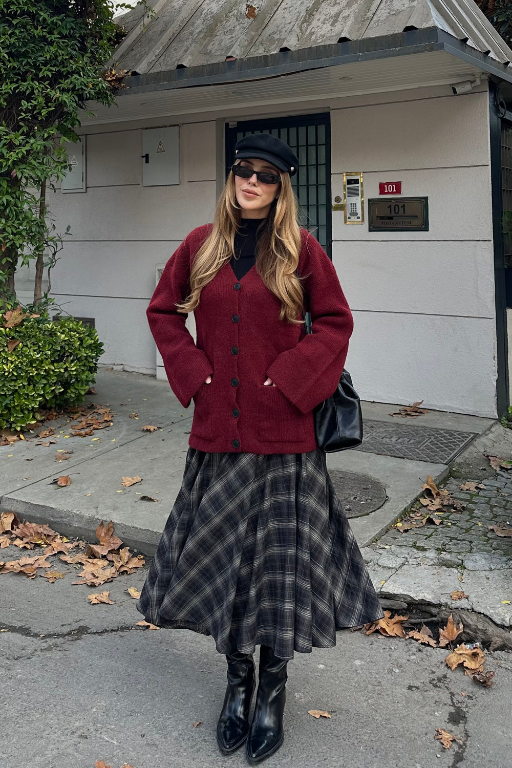 Bordo Çift Cepli Hırka - 04622