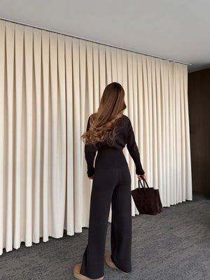 Kahverengi Çıtçıt Düğmeli Triko Takım - 904