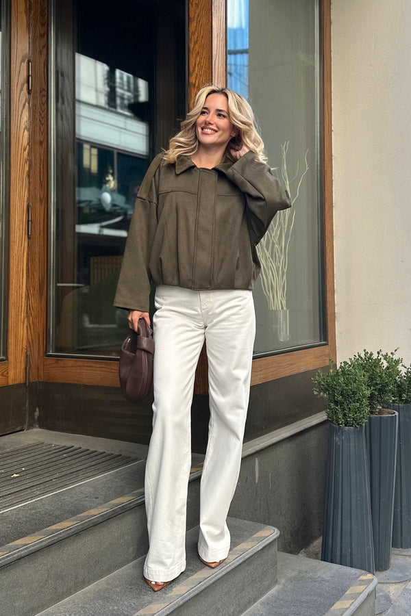 Haki Clara Süet Ceket - 2929