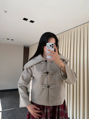 Vizon Düğme Detaylı Kısa Kaşe Ceket - 7675