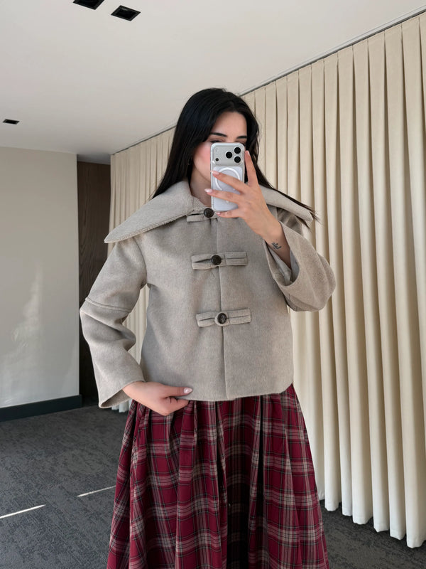 Vizon Düğme Detaylı Kısa Kaşe Ceket - 7675