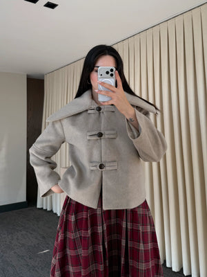 Vizon Düğme Detaylı Kısa Kaşe Ceket - 7675