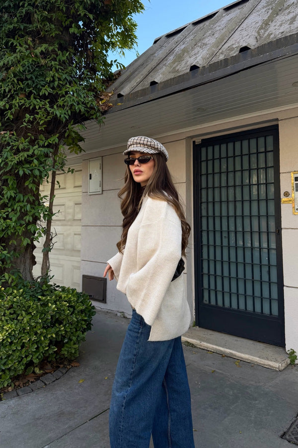 Taş Fitilli Oversize Kazak - 26808