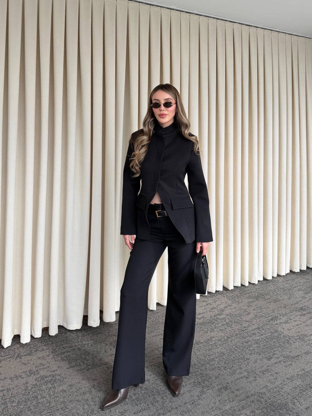 Siyah Hakim Yaka Ceket Pantolon Takım - 7100