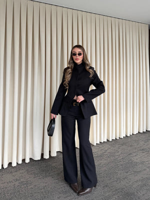 Siyah Hakim Yaka Ceket Pantolon Takım - 7100