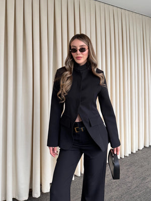 Siyah Hakim Yaka Ceket Pantolon Takım - 7100