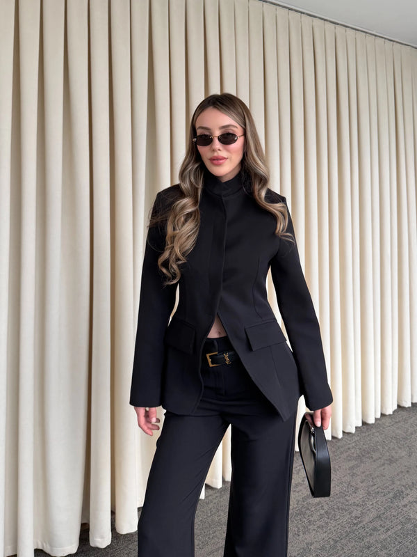 Siyah Hakim Yaka Ceket Pantolon Takım - 7100