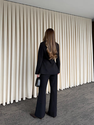 Siyah Hakim Yaka Ceket Pantolon Takım - 7100