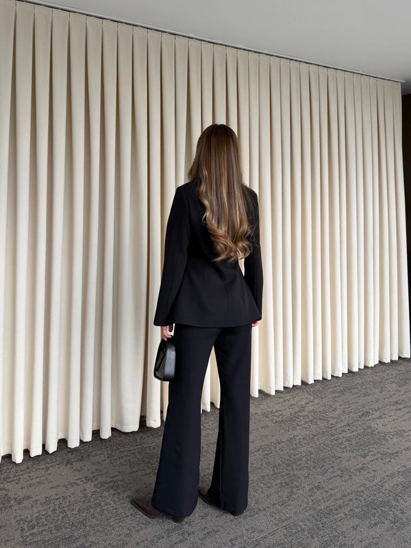 Siyah Hakim Yaka Ceket Pantolon Takım - 7100