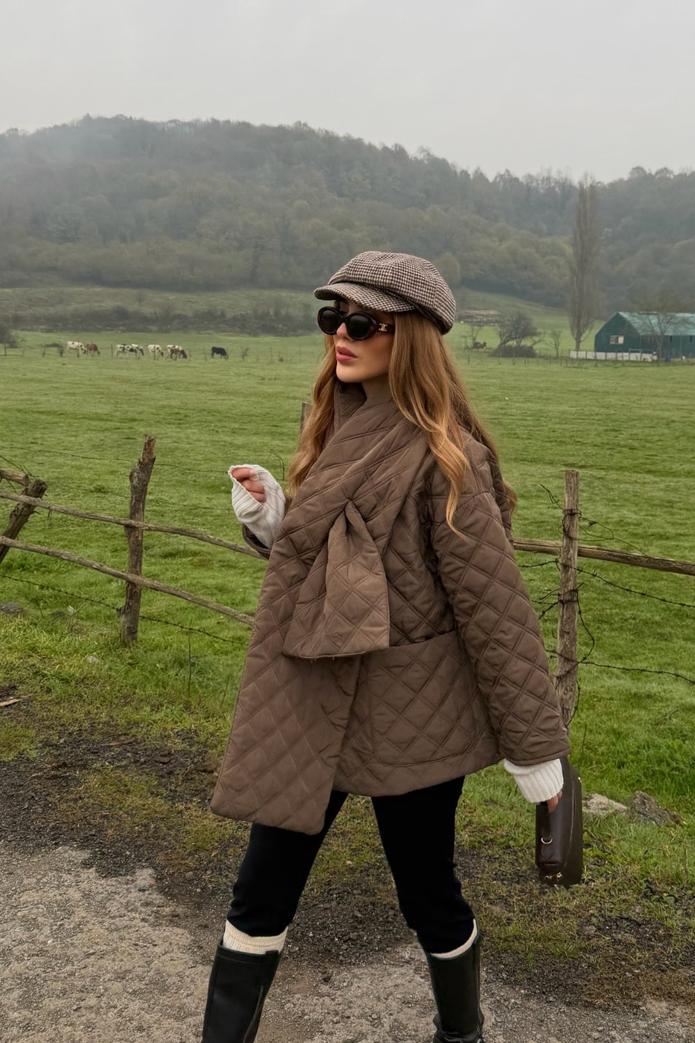 Vizon Kapitone Şallı Mont - 0762