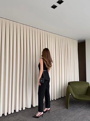 Siyah Kemerli Düğmeli Yelek - 9682